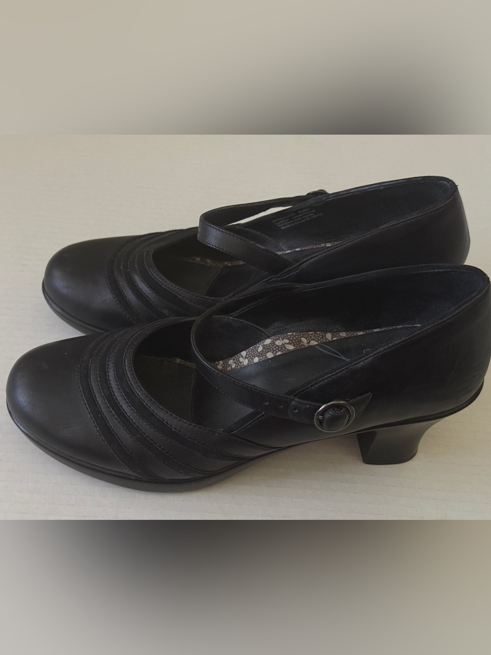 Dansko Becca Black Mary Jane Leather Shoes Block Heels Women's Size 41 or 10.5